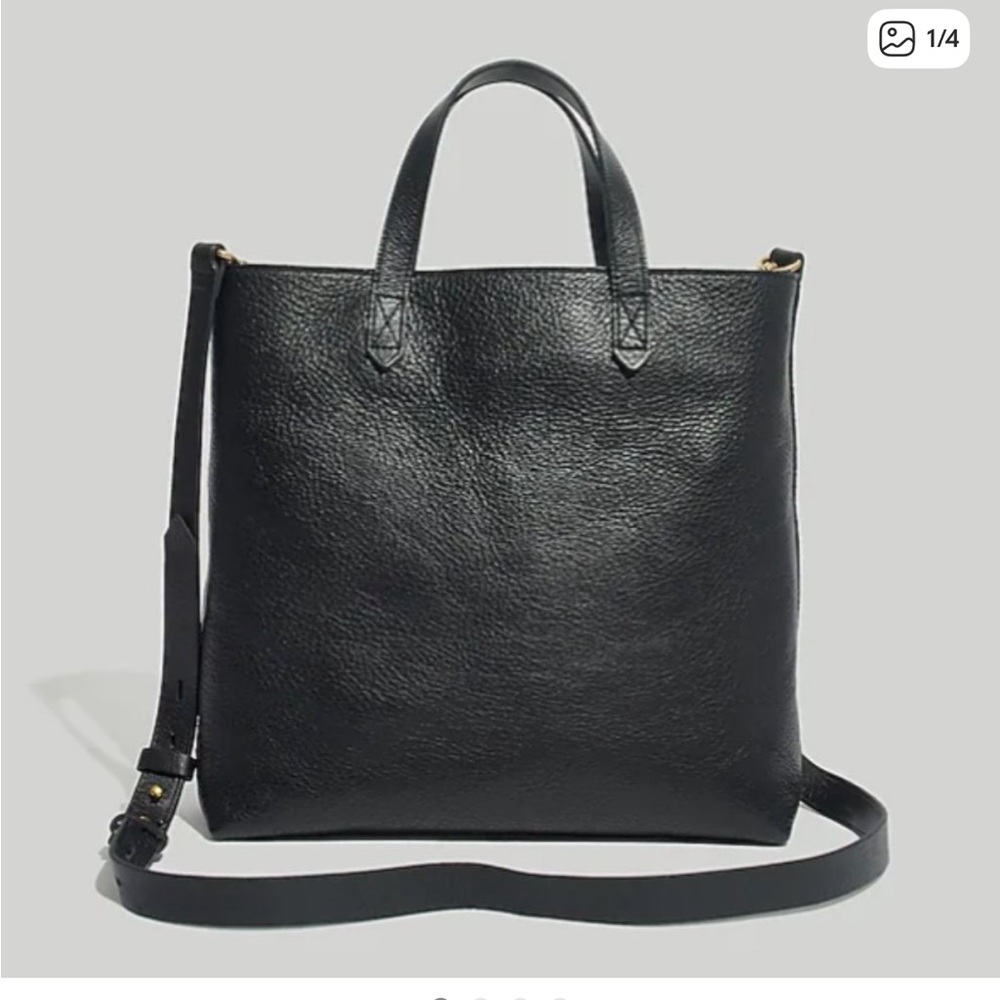 Madewell zip top transport crossbody leather bag black